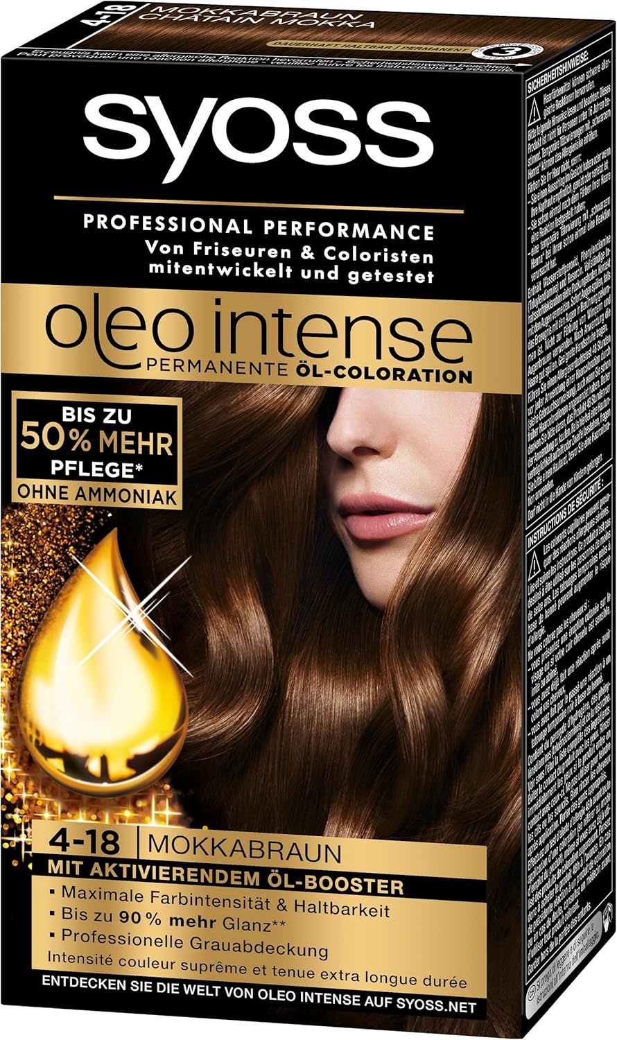 Syoss Oleo Intense Coloration 418 Mokkabraun, 3er Pack (3 x 115 ml