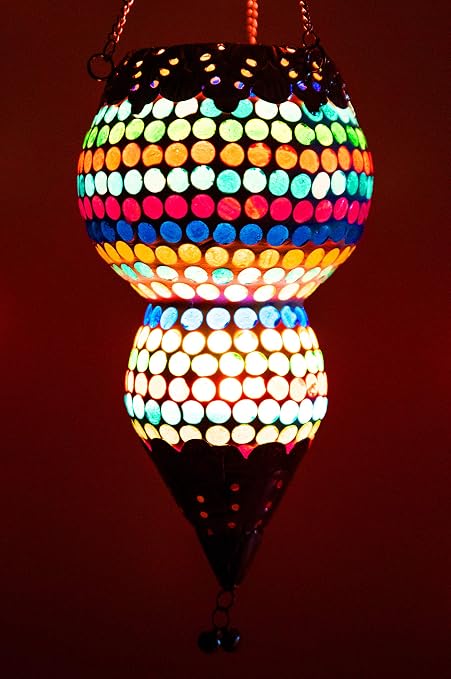 Turkish Mosaic Glass Hanging Tea Light Holders Alaa Silver 21cm High Moroccan Garden Outdoor Lantern For Candles Tealights Indoor Tea Lights Holder As Party Accessories Or Christmas Decorations Tea Light Holders