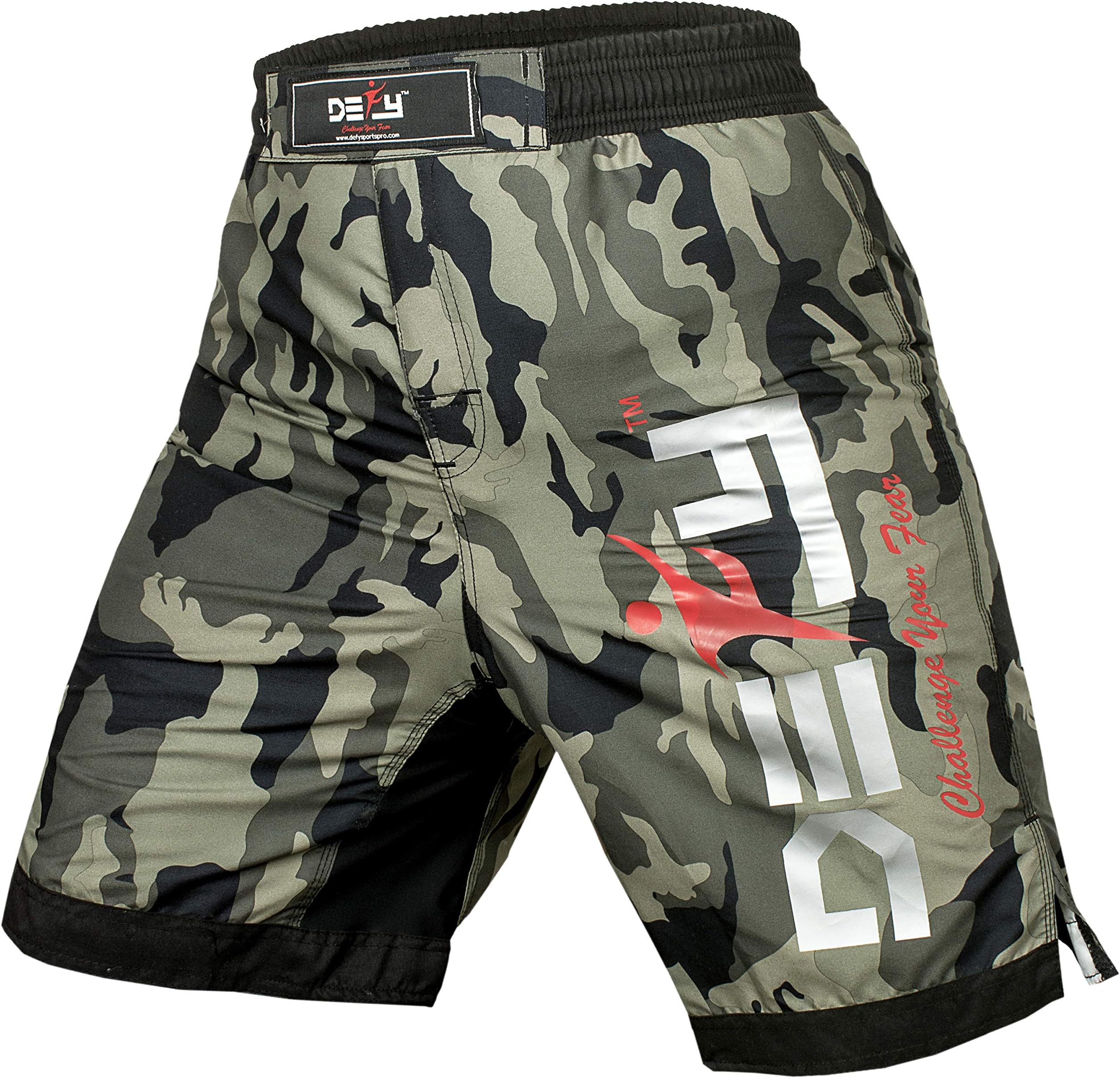 DEFY Challenge Your FearDEFY Premium MMA Fight Shorts Clothing UFC Cage Kickboxing Fighting Grappling Martial Arts Muay Thai Training Camouflage