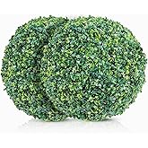 DRAY 16.14" Faux Boxwood Balls – Set of 2 Artificial Topiary Spheres for Outdoor & Indoor Use – Realistic, UV-Resistant, Weatherproof Decorative Greenery – Check Measurements