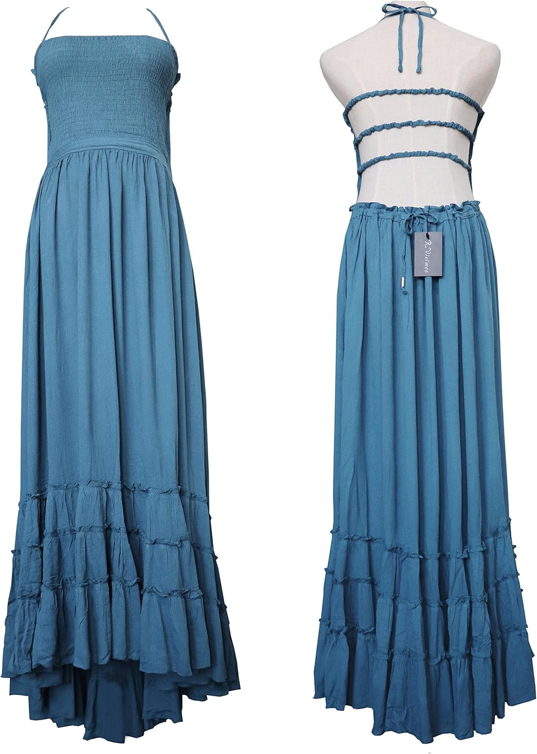 R.Vivimos Womens Summer Cotton Sexy Blackless Long Dresses at  Women’s Clothing store