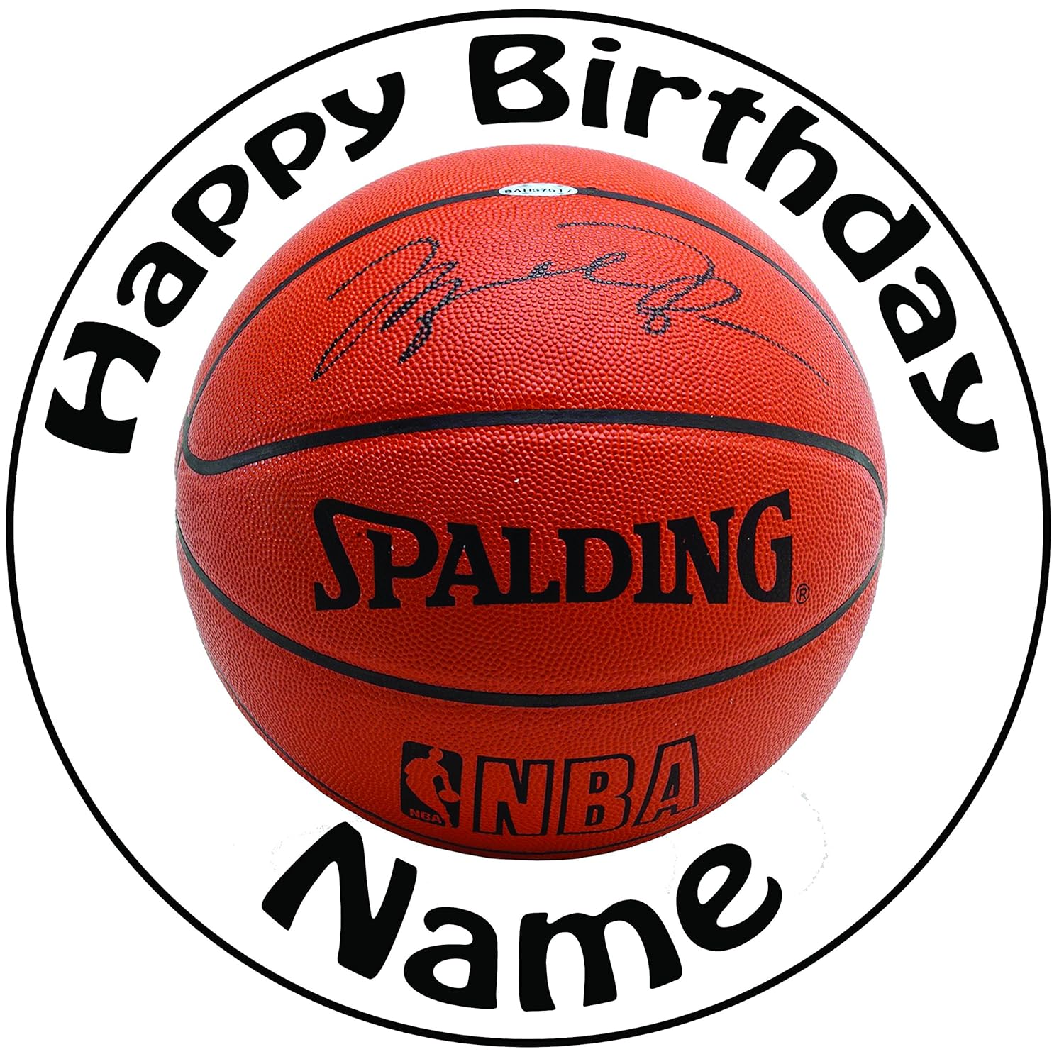 Personalised Basketball Cake Topper A Precut Round 8" (20cm) Icing