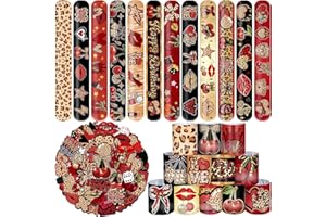 JIUGUOBAO 84 PCS Red Cheetah Print Cherry Party Favors, 60 PCS Cheetah Cherry Stickers 24 PCS Leopard Print Slap Bracelets Ch