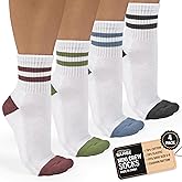 Forever Bambe Mini Crew Socks for Women 4-Pack Cushioned Bottom Retro Striped Socks vintage sock