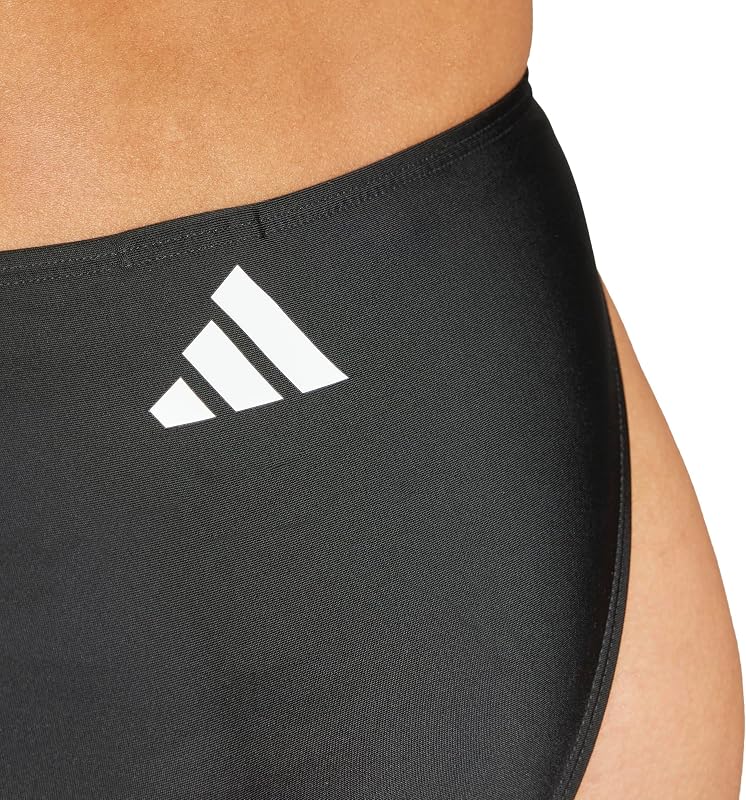 Mujer 3 Stripes V-Back Bikini Swimwear, Black/White, 32