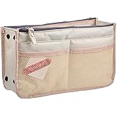 Vercord Updated Purse Handbag Organizer Insert Liner Bag in Bag 13 Pockets Milky Beige Large