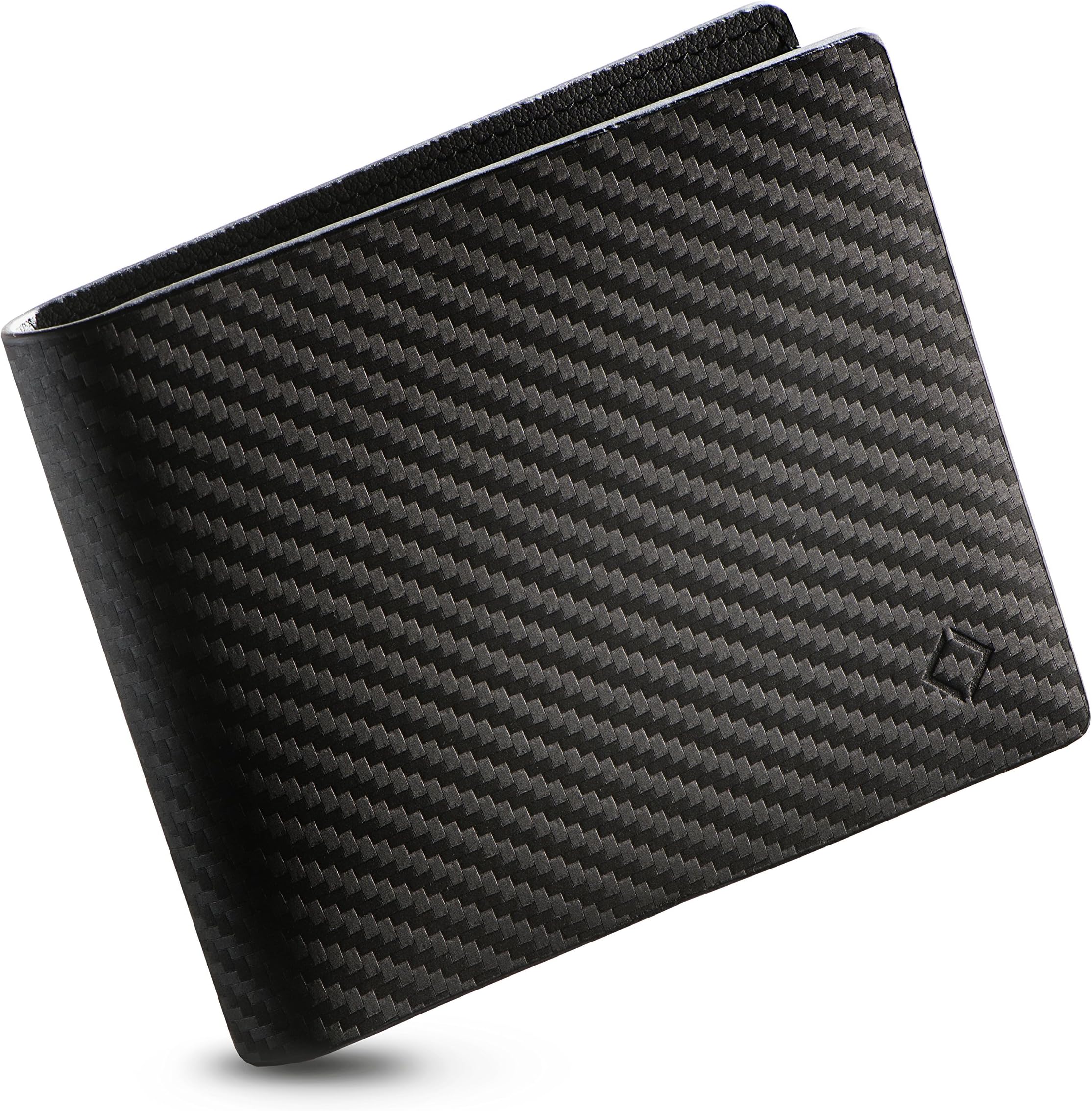 EGNT Carbon Mens Leather Wallet with ID Window Slim RFID Bifold Travel