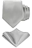 TIE G Solid Satin Color Formal Necktie and Pocket