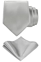 TIE G Solid Satin Color Formal Necktie and Pocket