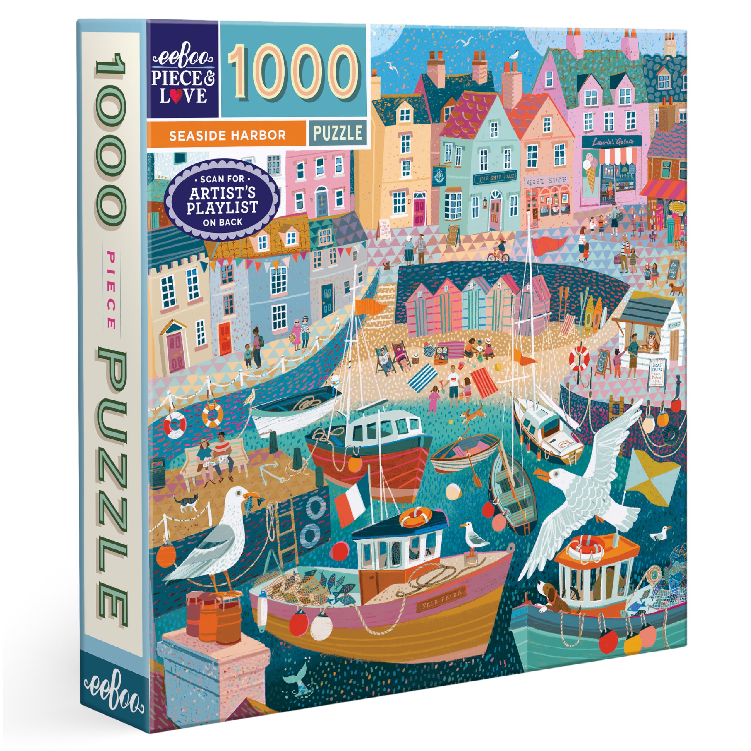 eeBoo Piece and Love Seaside Harbor 1000 piece square adult Jigsaw Puzzle