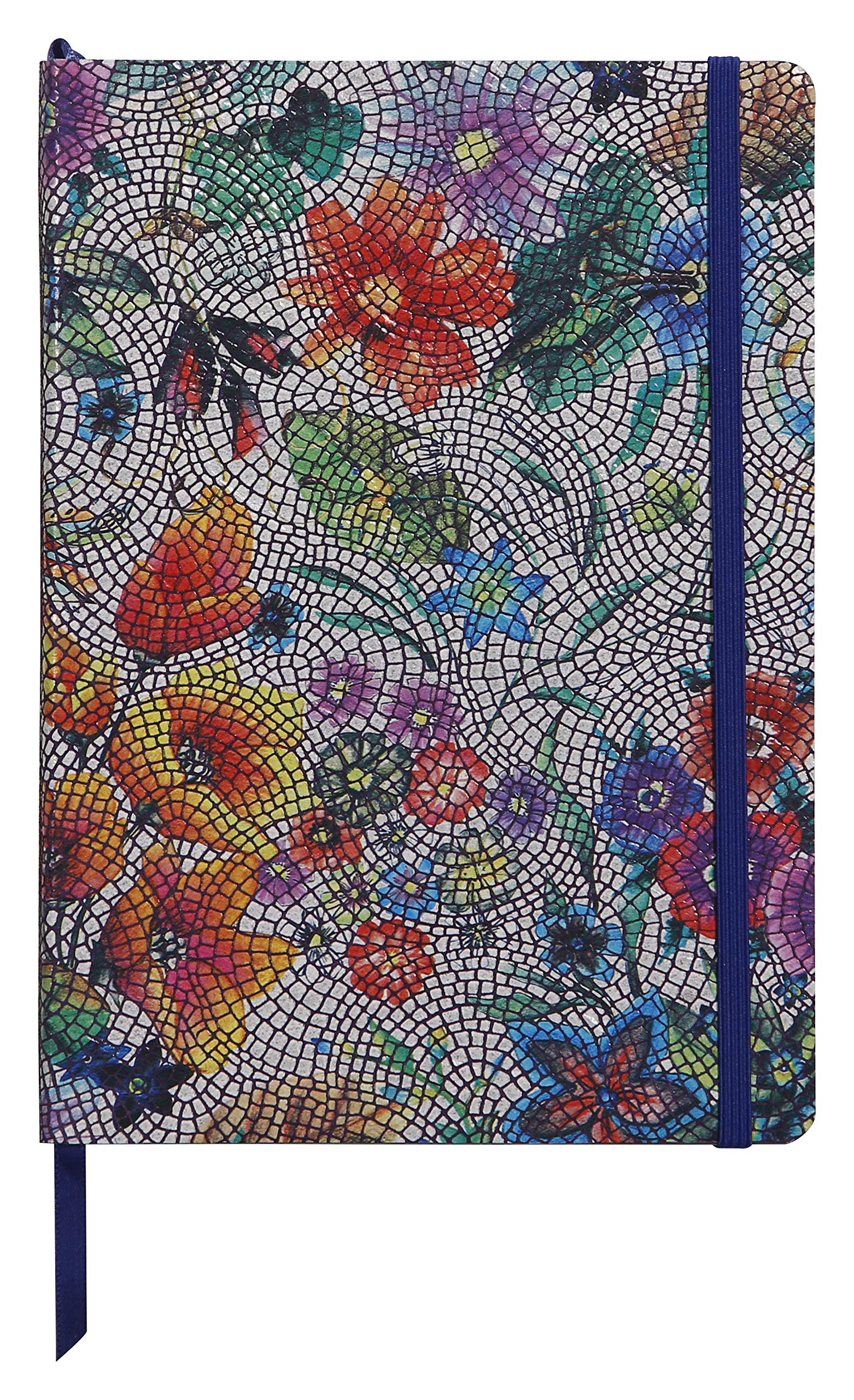 Clairefontaine 400124C - One A5 Notebook - Made of Genuine Lambskin Leather Hard Cover 144 Ruled Pages - Dimensions: 14.8x21 cm - Céleste Multicoloured Flowers