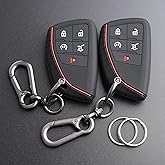 TANDRIVE Key Fob Cover for 2026 2025 2024 Chevy Equinox Traverse Blazer EV GMC Acadia Terrain and 2026-2021 Buick Envision, 5 Button, Silicone, 2-Pack, Black