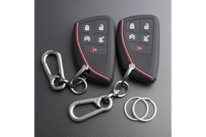 TANDRIVE Key Fob Cover for 2026 2025 2024 Chevy Equinox Traverse Blazer EV GMC Acadia Terrain and 2025-2021 Buick Envision, 5 Button, Silicone, 2-Pack, Black