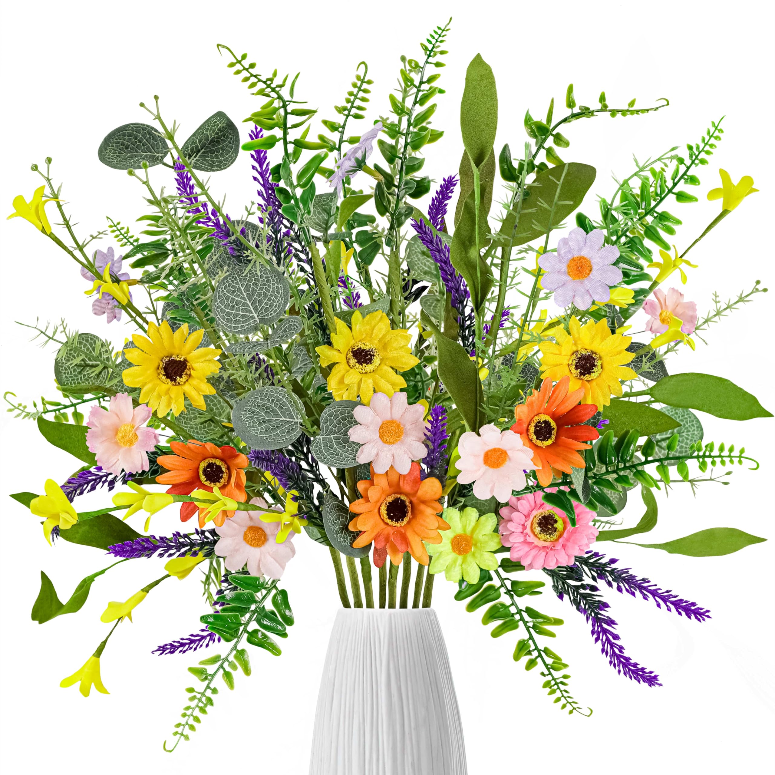 Yen Jean 8 Bundles Summer Decor Artificial Fake Daisy Flowers - Faux ...