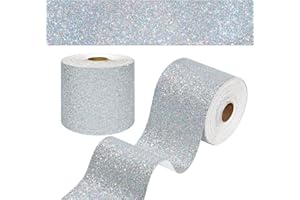 WESTICK Silver Glitter Borders for Bulletin Boards 160" x 4" Shiny Sparkle Wallpaper Border Roll Self Adhesive Glitter Poster Border Trims for School Classroom Chalkboard Party Decoration Strips