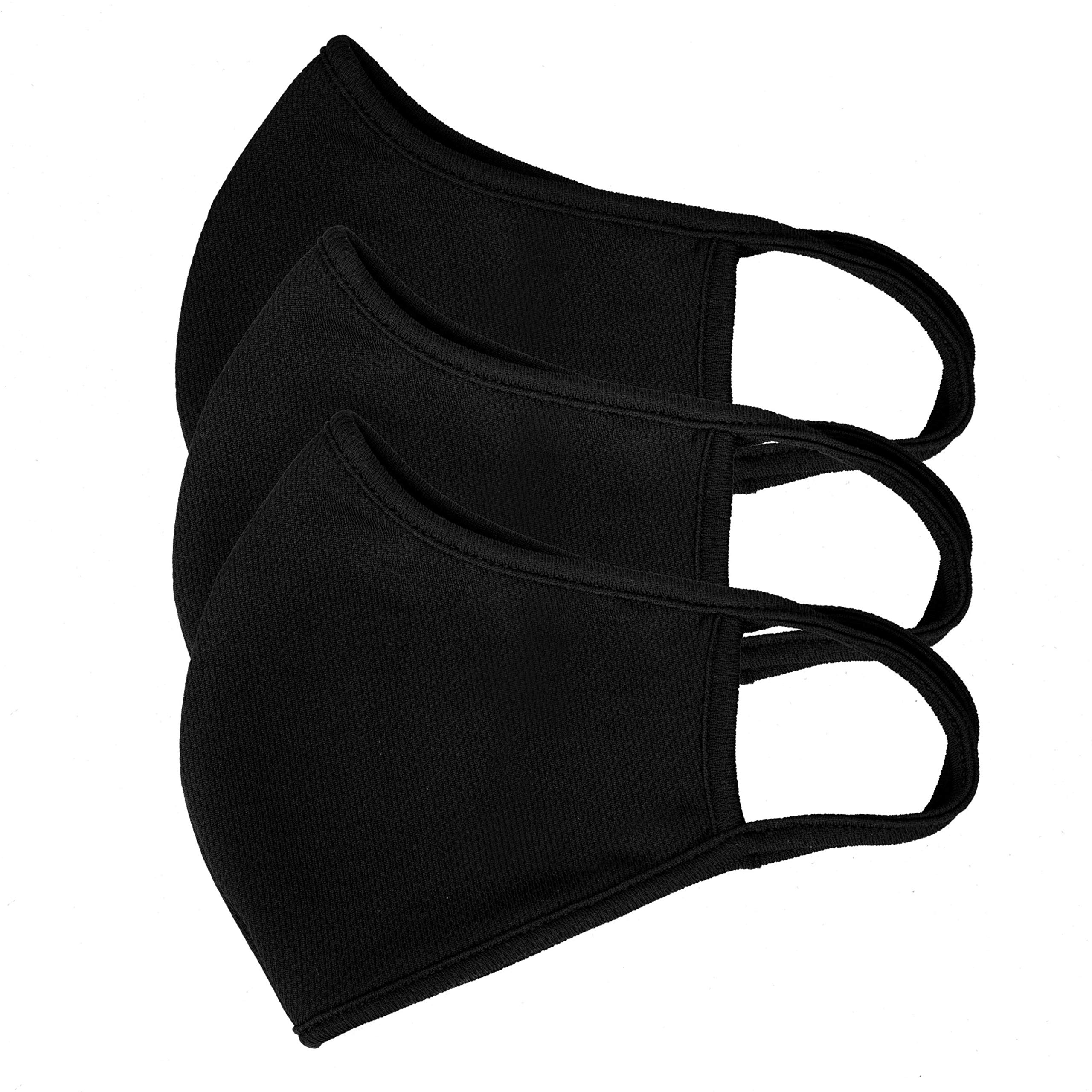 School Face Covering | 2-Layer | Washable | Reusable | Breathable | Dust Filtration | Splash Resistant | Ideal for all outdoor activities such as Cycling & Running | 3-pack, Nametag (Black, X-Small)