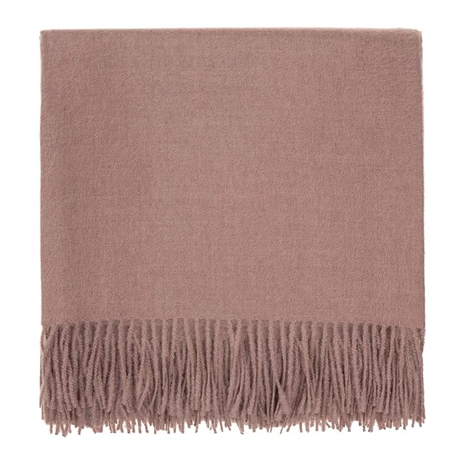 URBANARA 130x185 cm Alpakadecke ‘Arica’ Altrosa — 100% reine Baby-Alpakawolle — Ideal als Überwurf, Plaid oder Kuscheldecke f