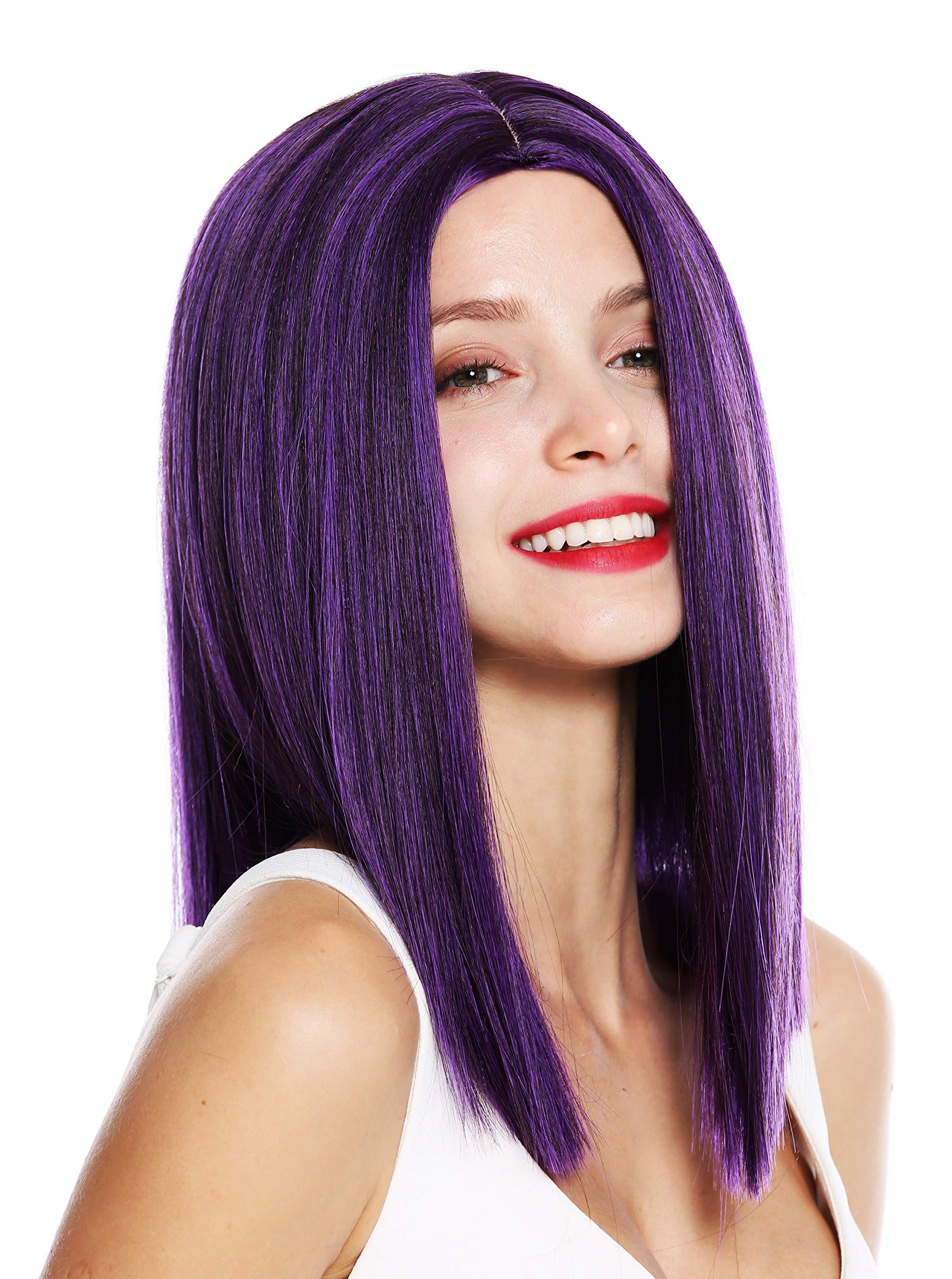WIG ME UP - VK-51-4SPBLUE quality women's wig shoulder length sleek blunt cut middle parting violet brown