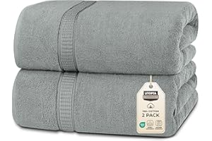 Utopia Towels Luxurious Jumbo Bath Sheet 2 Piece, 600 GSM, 35 by 70 Inches, 100% Ring Spun Cotton, Highly Absorbent and Quick Dry Extra Large Bath Towel, Super Soft Towel, Cool Grey