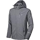 Little Donkey Andy Men's Softshell Jacket Ski Jacket with Removable Hood, Fleece Lined