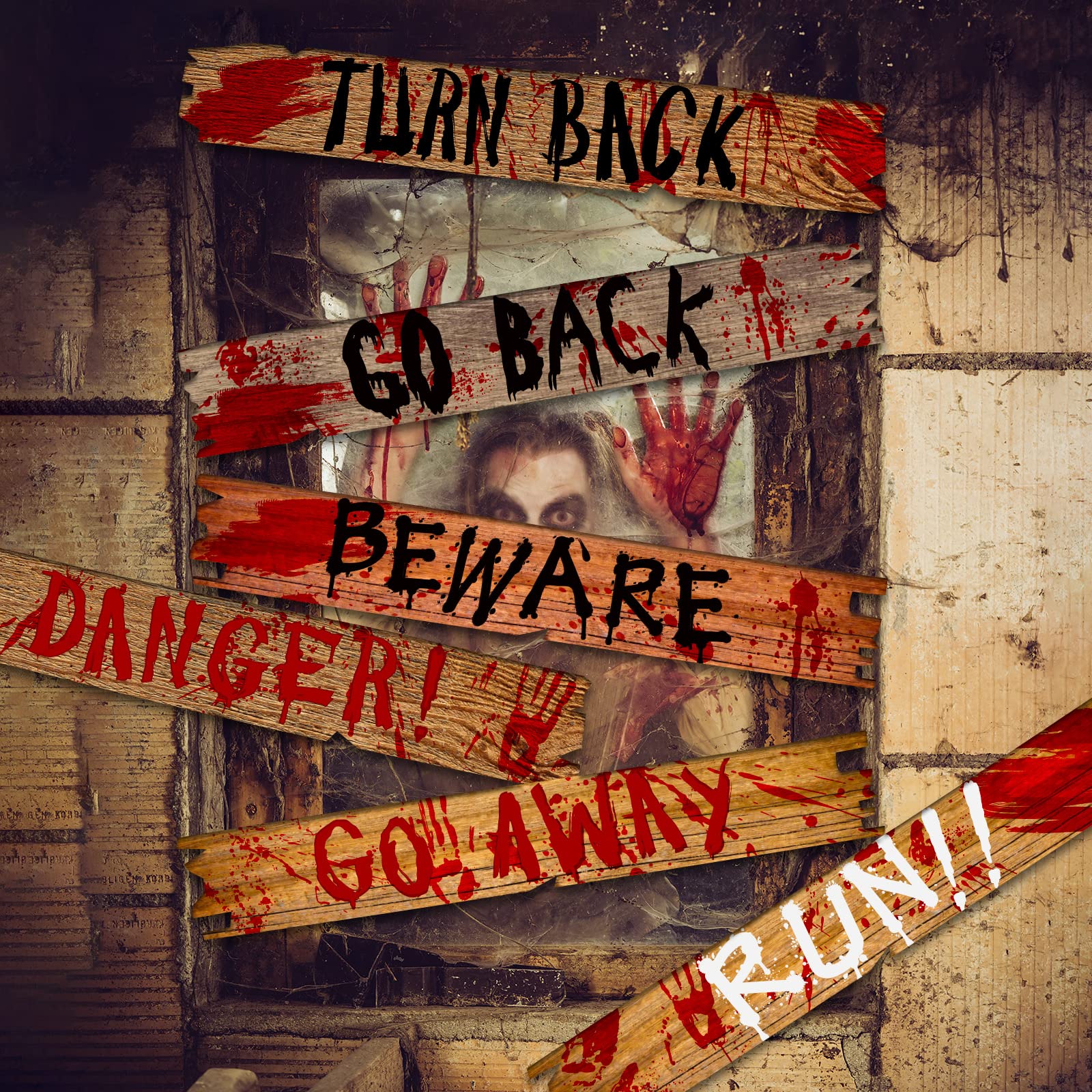 Photo 1 of 10 PCS Halloween Window Boards Door Boards Halloween Window Door Decorations Haunted House Scary Zombie Vampire Graves Decor Halloween Outdoor Lawn Sidewalk Window Door Yard Signs Decoration Supplies