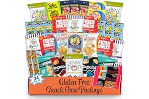 SWEET CHOICE Snack Box gluten free Healthy Snacks Care Package (34 Count) for College Students, Exams, Father's Day, Military, Finals, Office and Gift Ideas. Chips, Popcorn, and granola Bars.