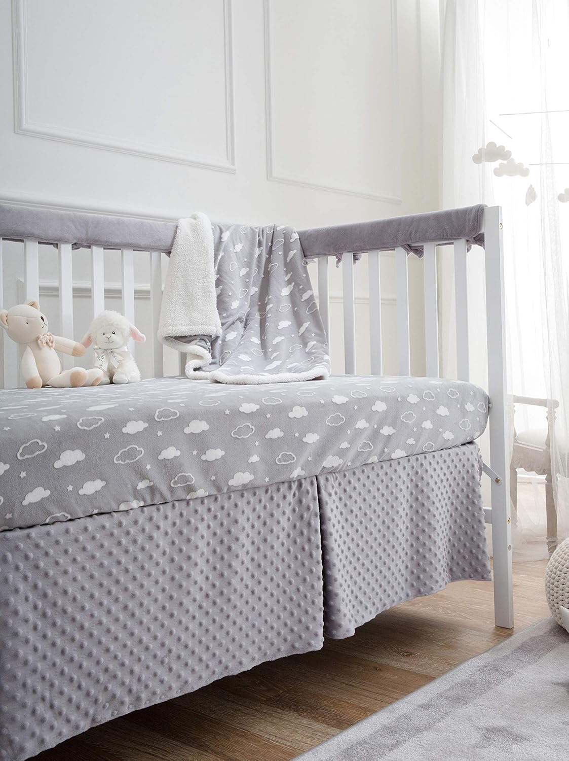 American Baby Company Heavenly Soft Sherpa/Chenille Receiving Blanket, 3D Cloud Grey, 30" x 35", for Boys and Girls : Baby