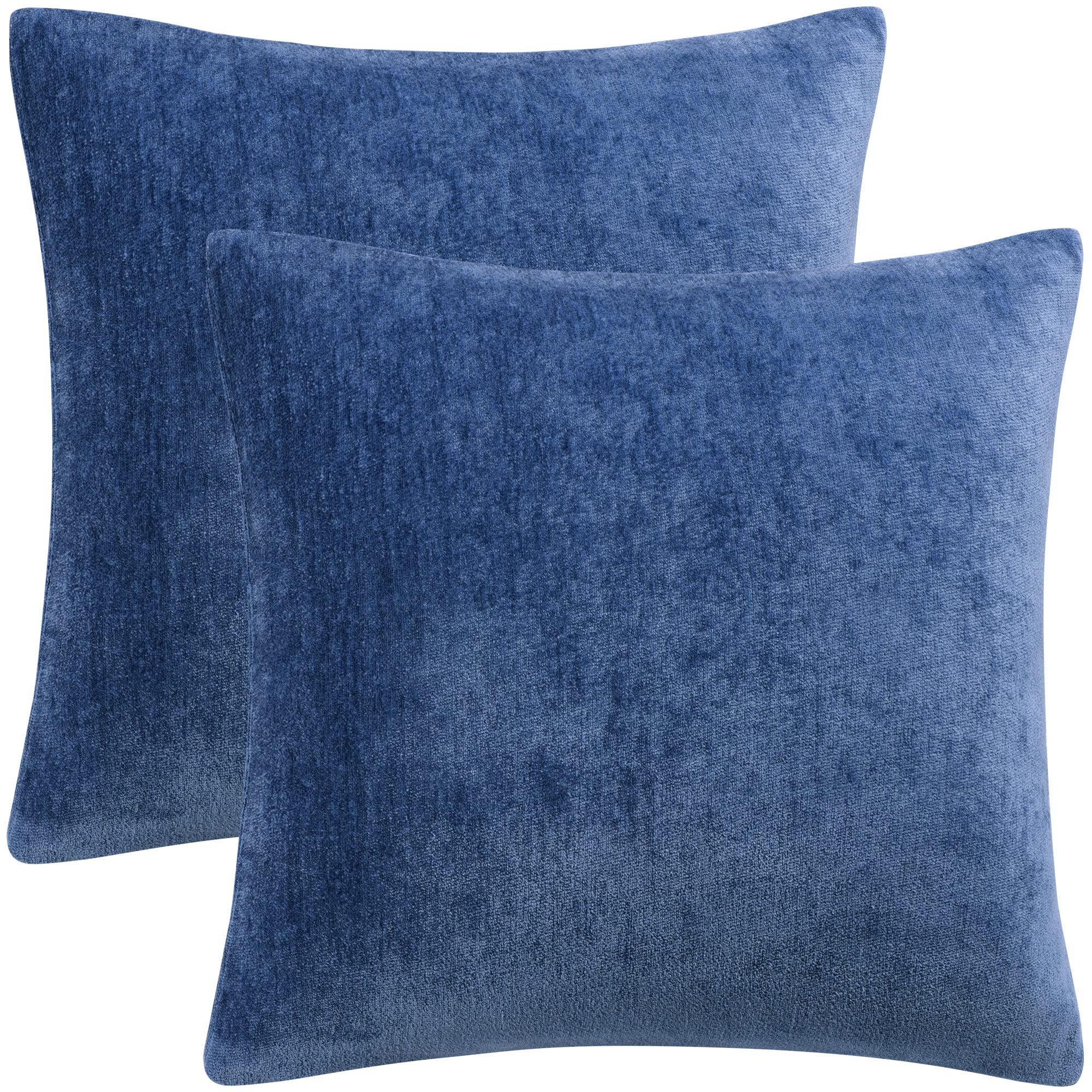 PiccoCasa Pack of 2 Decorative Cushion Covers for Sofa Bedroom, 20x20 Inches (50x50cm) Chenille Throw Pillow Covers Water Repellent - Navy Blue Throw Cushion Covers with Invisible Zipper