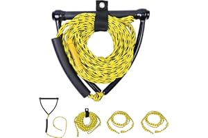 DockMoor Wakeboard Rope Water ski Rope 24FT/65FT/75FT with 12 inch EVA Handle & Float & Rope Keeper Heavy Duty Low Stretch Wa