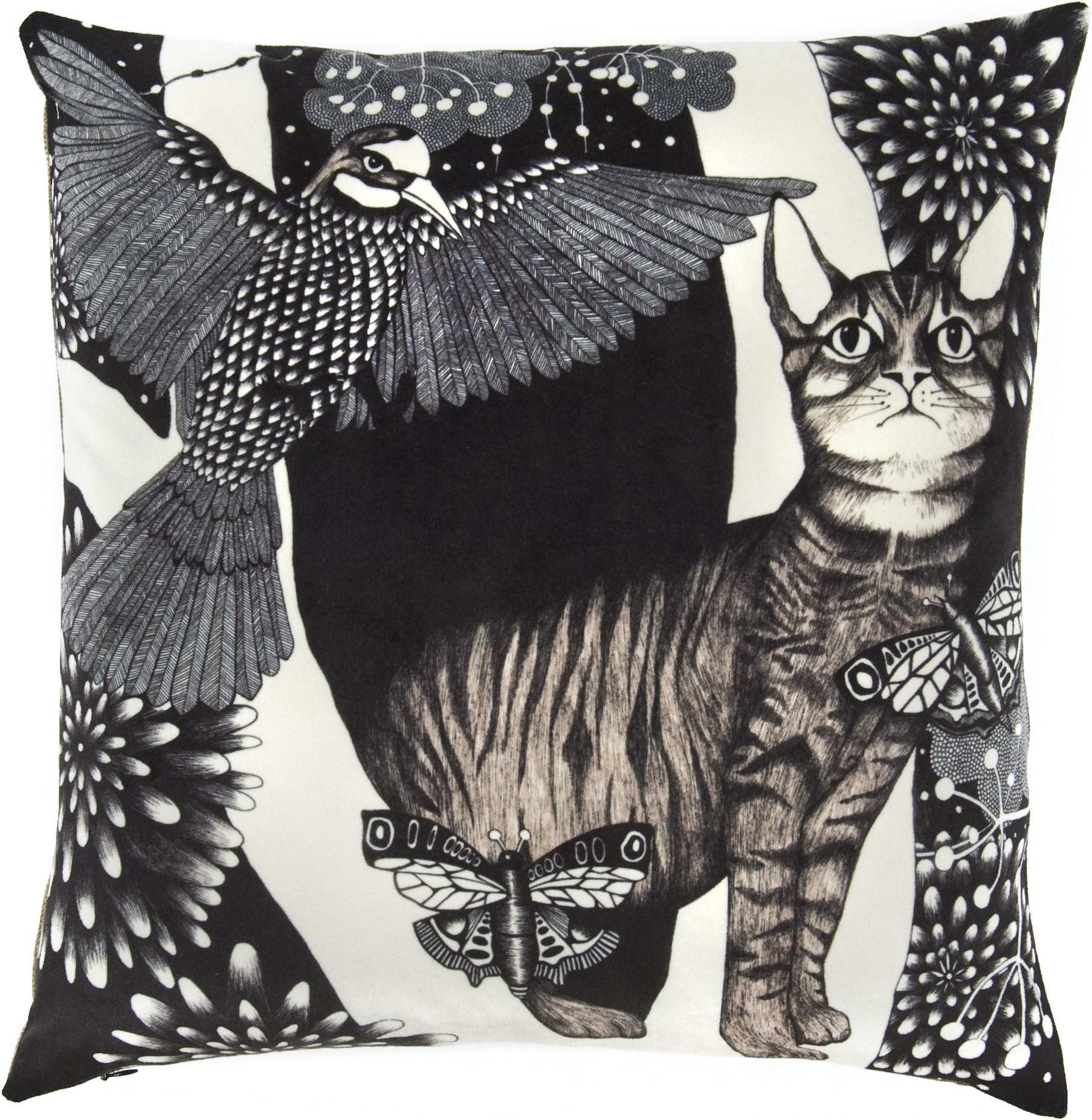 Nadja Wedin Design The Cat – Cushion Cover Velvet 48 x 48 cm, Black/White