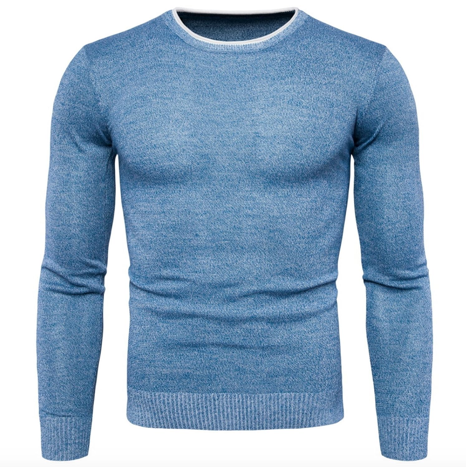 Elonglin Men Basic Sweater Fashion Fine Knit Crew Neck Coton Jumper Pullover Winter
