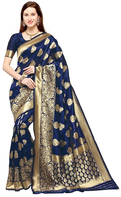 Kedarfab Womens Banarasi Silk Saree With Blouse Piece