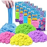 Carolart Colorful Stretchy Sensory Sand Kit,Value Pack of 5 Colored Moldable Play Sand for Kids,Bulk Refill for Sensory Bin,Sensory Toys for Molding,Perfect Travel Toys for Girls and Boys Ages 3+