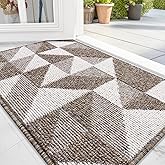 OLANLY Door Mat Indoor Entrance Washable 32x20, Odor-Free Low-Profile Front Back Geometric Doormat, Absorbent Resist Dirt Entry Carpet, Easy to Clean Sturdy Inside Floor Mats for Entryway, Brown