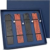 Outus 4 Pieces Wooden Bookmarks for Men Women Employee Appreciation Gifts Valentine's Day Gifts for Men Vintage Handmade Bookmarks Natural Wood Carving for Book Lovers Birthday(Plant Style)