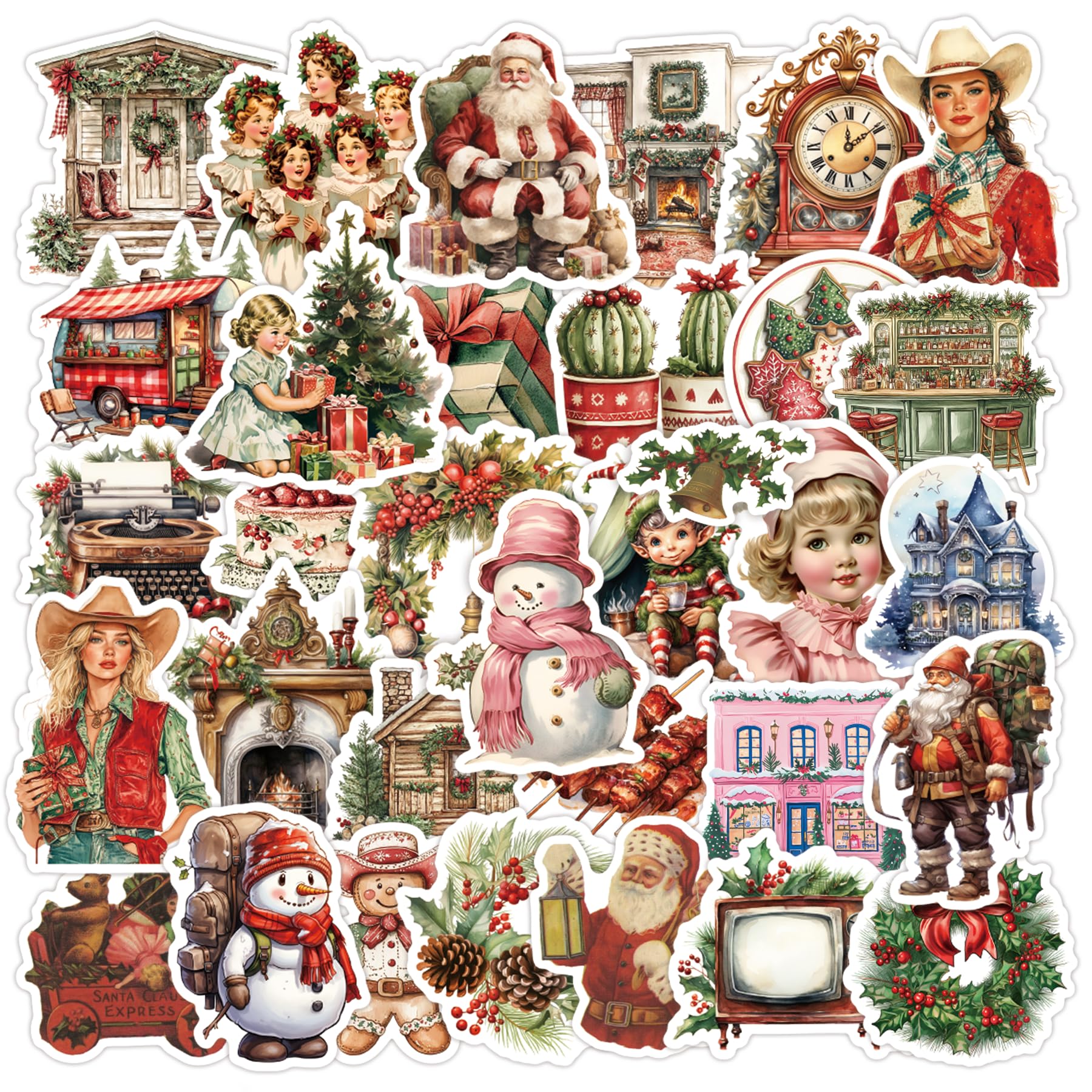 Photo 1 of 108pcs Christmas Stickers for Crafts, Kids, Gifts & Party Favors - Christmas Tree Decorations, Cards, Scrapbooking | Winter Holiday Sticker Sheets