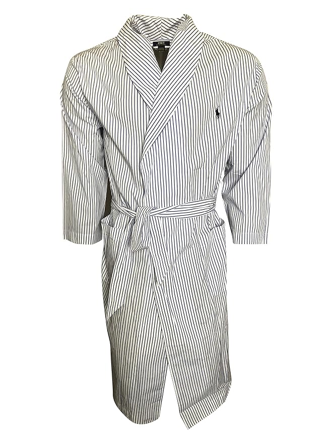 Buy Polo Ralph Lauren Men's Bathrobe 100 Cotton Sleep Wear Blue/White