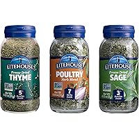 Litehouse Freeze-Dried Herbs Holiday Trio, (Thyme, Sage, Poultry) 3-Pack