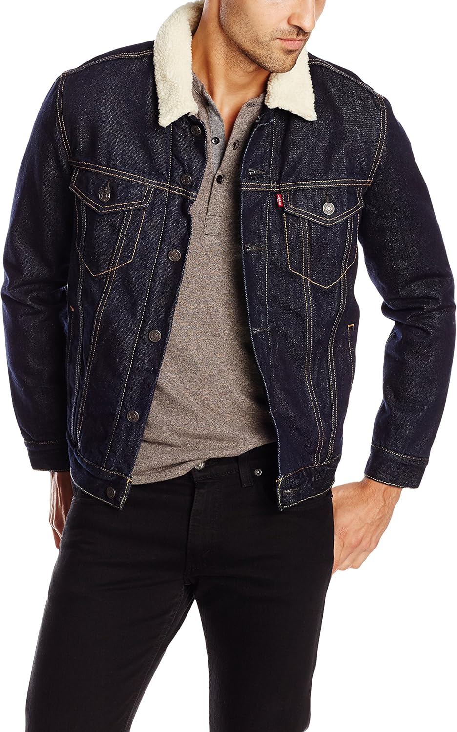 Levi's Men's Good Sherpa Trucker Lightweight Jacket, Juniper Rinse, M