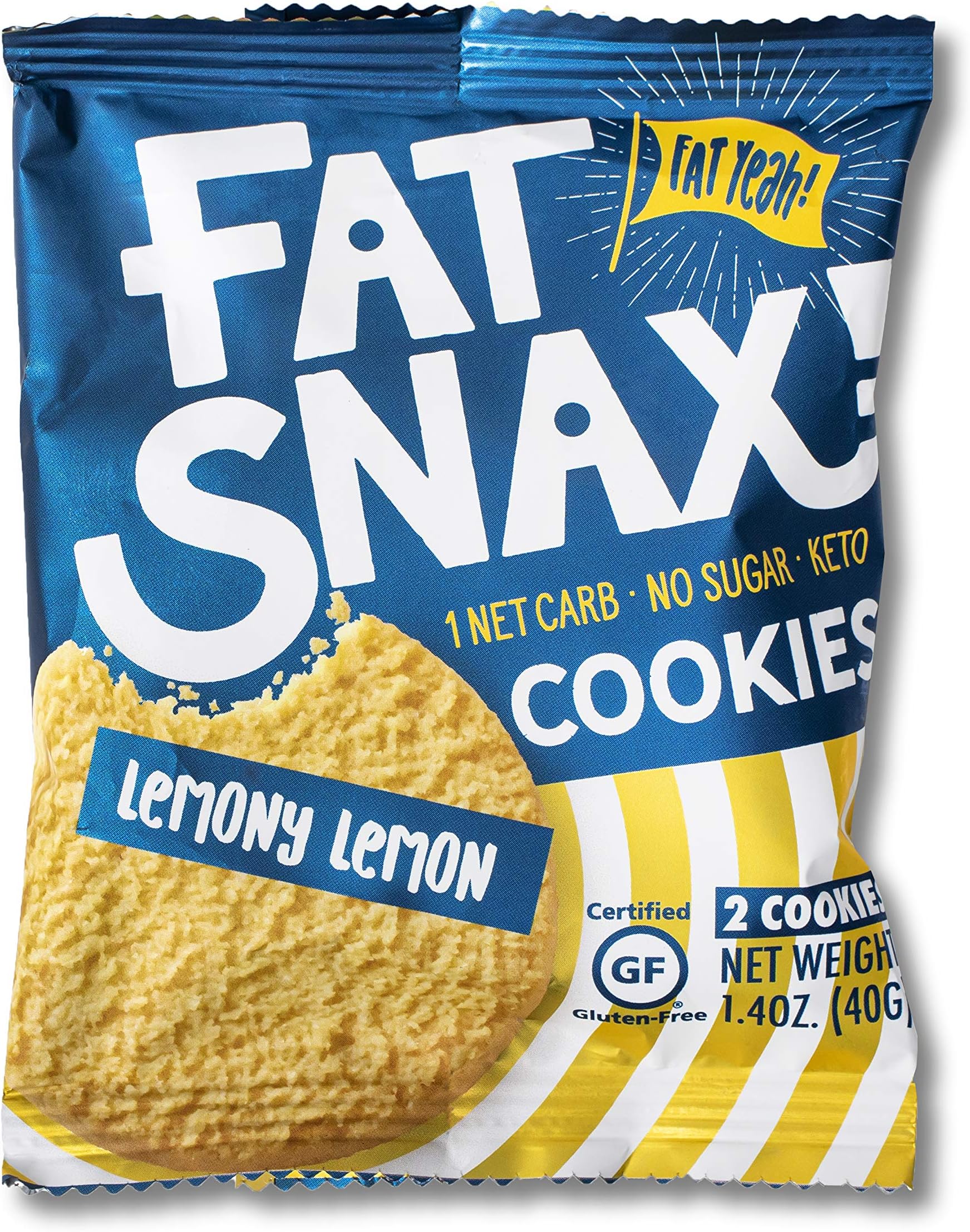 Fat Snax Cookies - Low Carb, Keto, and Sugar Free (Lemony Lemon, 6-Pack (12 Cookies)) - Keto-Friendly & Gluten-Free Snack Foods