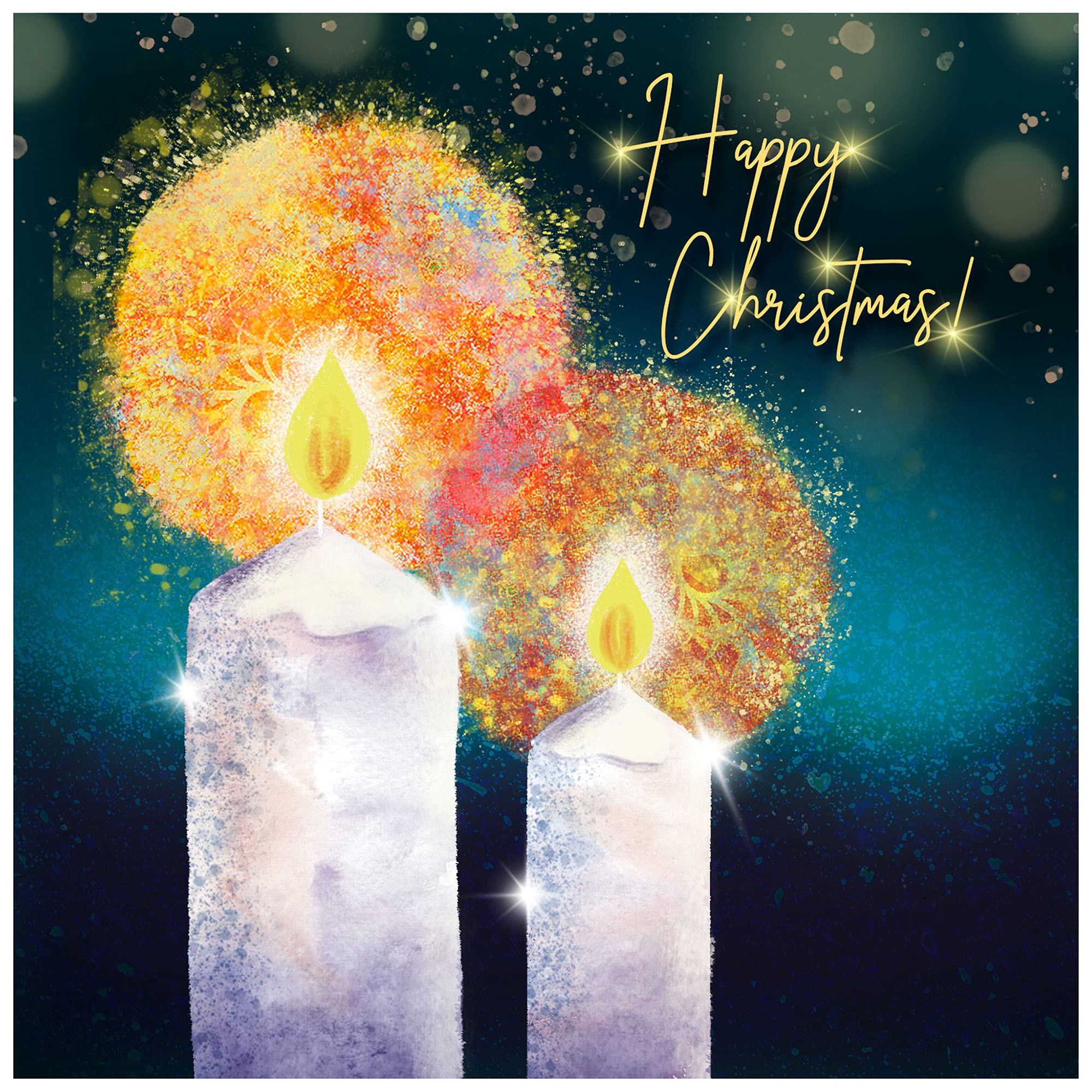 Christmas cards pack - Candles, 10 luxury Christmas cards 2025 with 10 white envelopes - Designed, printed and hand-packed in the UK, by Just Cards Direct