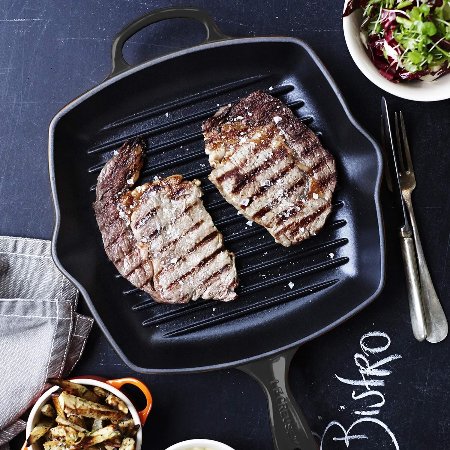 LE CREUSET Signature Enamelled Cast Iron Grillit Frying Pan with Helper Handle and Two Pouring Lips - Image 4
