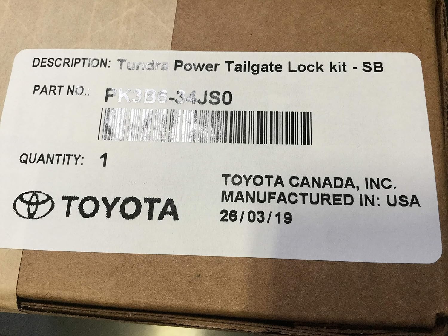 TOYOTA Genuine 2019 & Up Tundra Power Tailgate Lock Kit Short Bed PK3B6