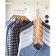 MORALVE Space Saving Hangers for Closet - 4 Pack European Beechwood Shirt Organizer with 360° Swivel Hook - Collapsible Clothes Hangers for Space Saving and Closet Organization