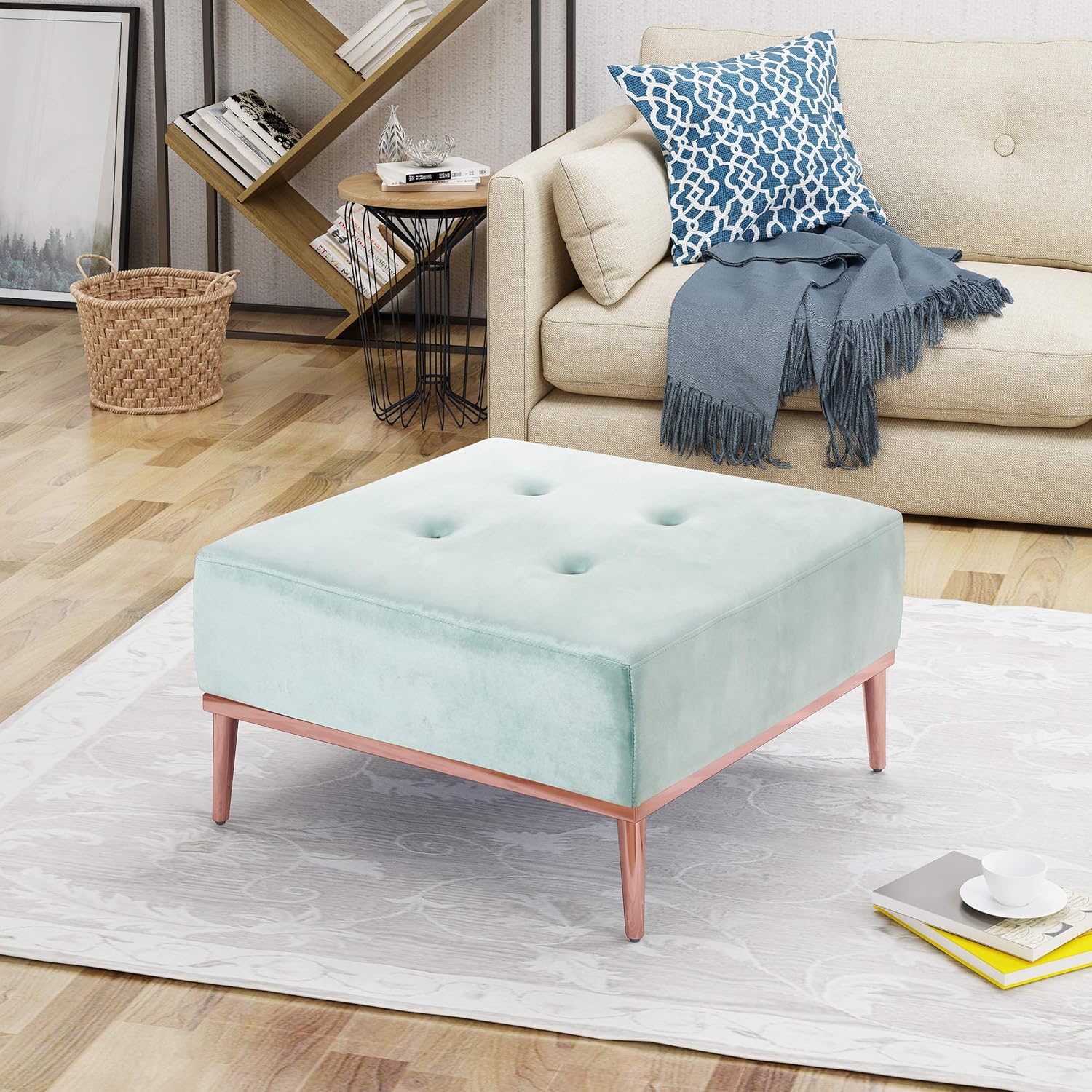 Best blue square ottoman with storage