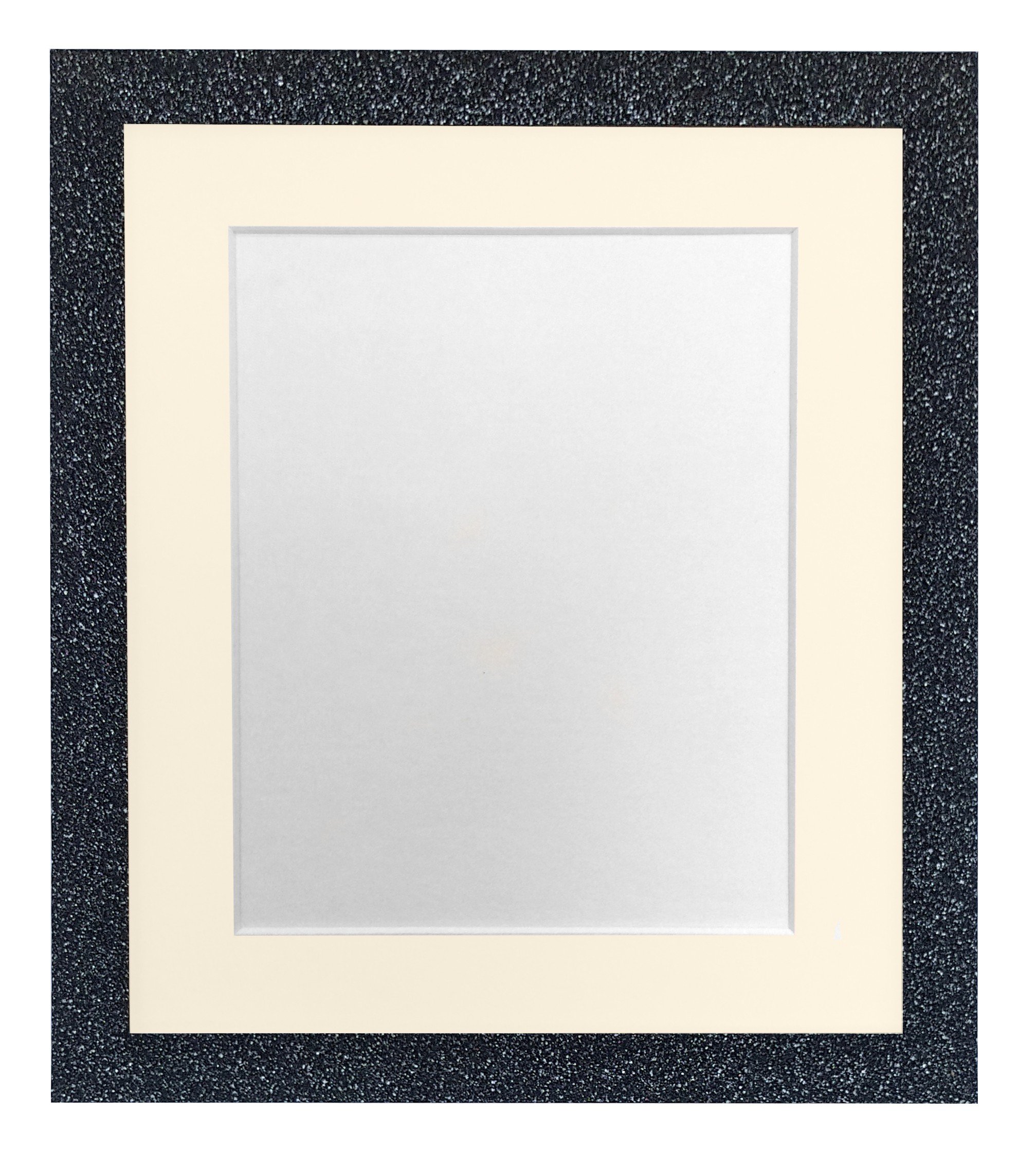 FRAMES BY POST Glitz Charcoal Picture Photo Frame with Ivory Mount A4 Image Size 9 x 6 Inch Plastic Glass