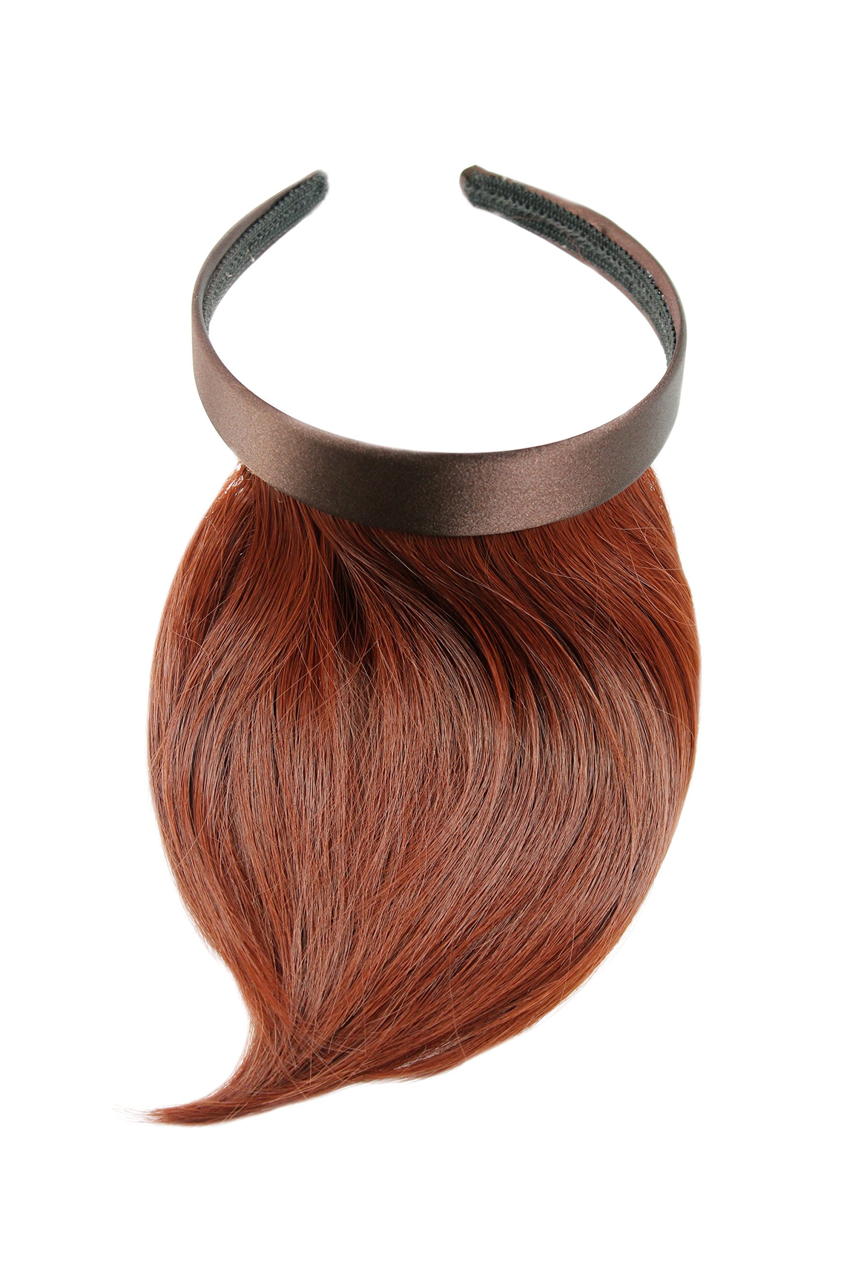 Hair Piece Clip in Bangs Fringe with hair circlet synthetic fiber red darkred HA073T-35