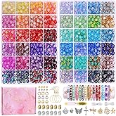 Wutubug 1800PCS 8mm 48 Colors Crackle Glass Beads Bracelet Making Kit, 2 Boxes Crystal Glass Beads for Jewelry Making, Round Beads for Bracelets