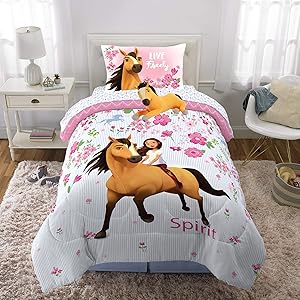 Franco Kids Bedding Super Soft Comforter with Sheets and Plush Cuddle Pillow Set, 5 Piece Twin Size, Spirit Riding Free