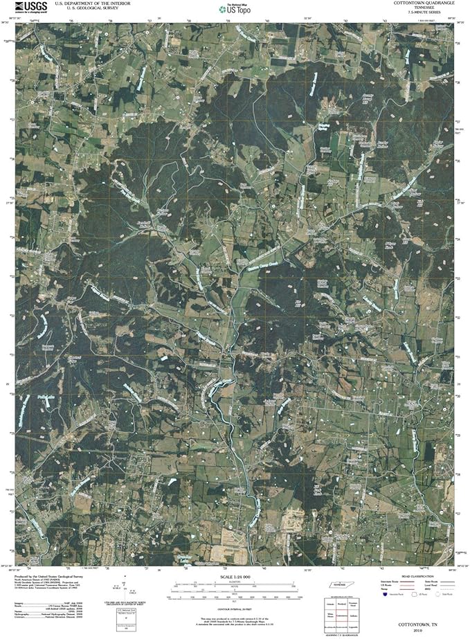 2010 Cottontown, TN Tennessee USGS Historical